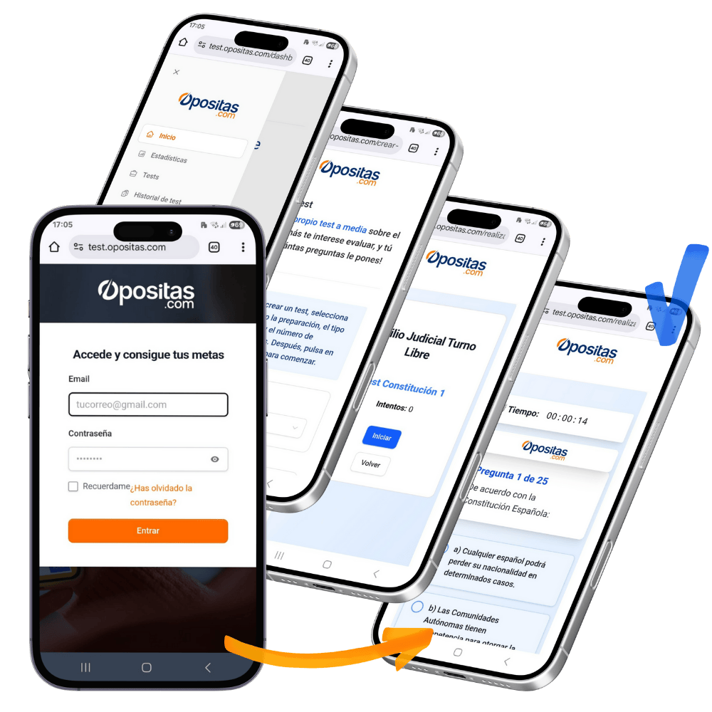 test flecha y check azul